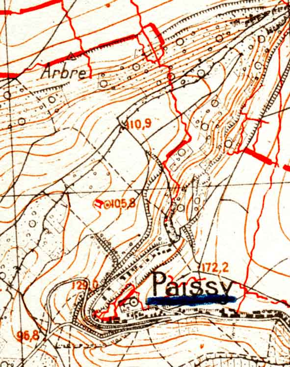 le village de Paissy noté par un officier en 1915
